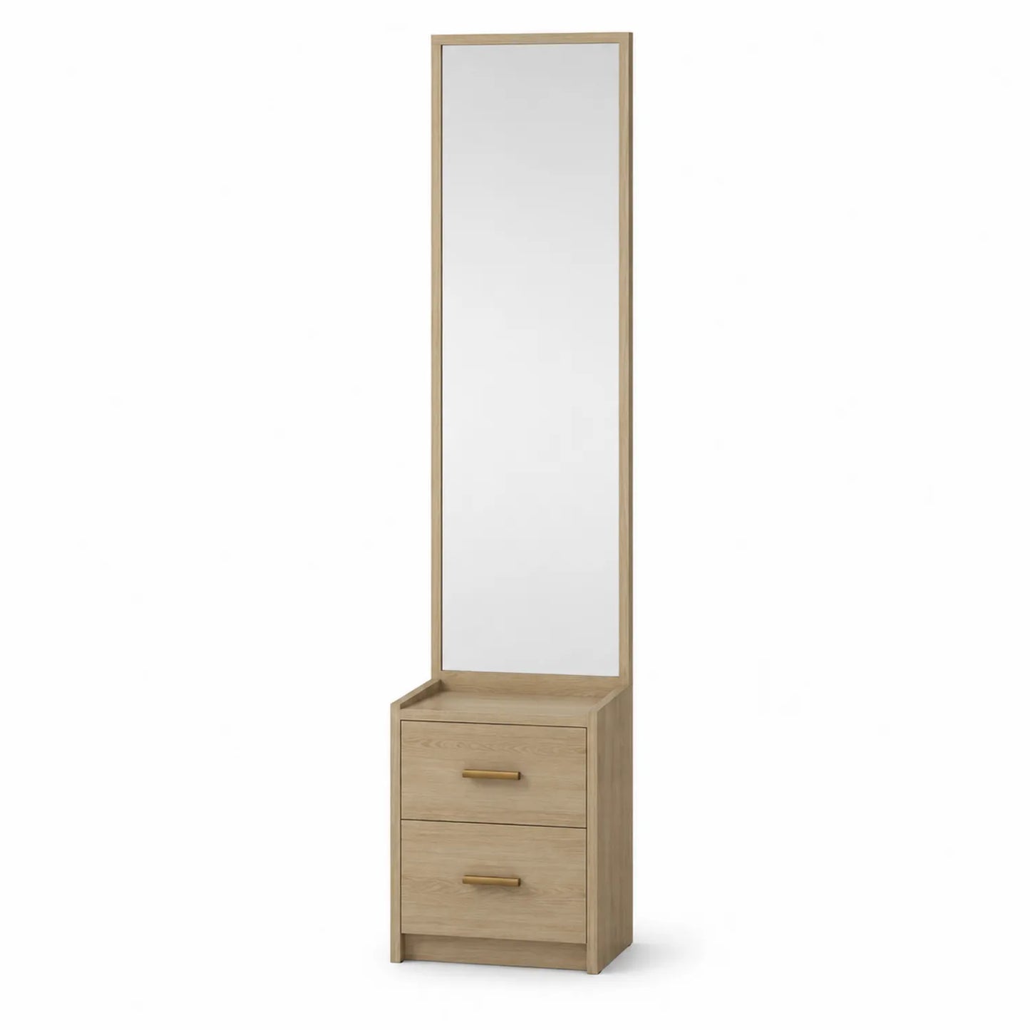 Standspiegel mit Schubladen aus Eichenholz Natur 180 cm