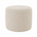 Runder Pouf Bouclé Stoff Beige 40x40 cm