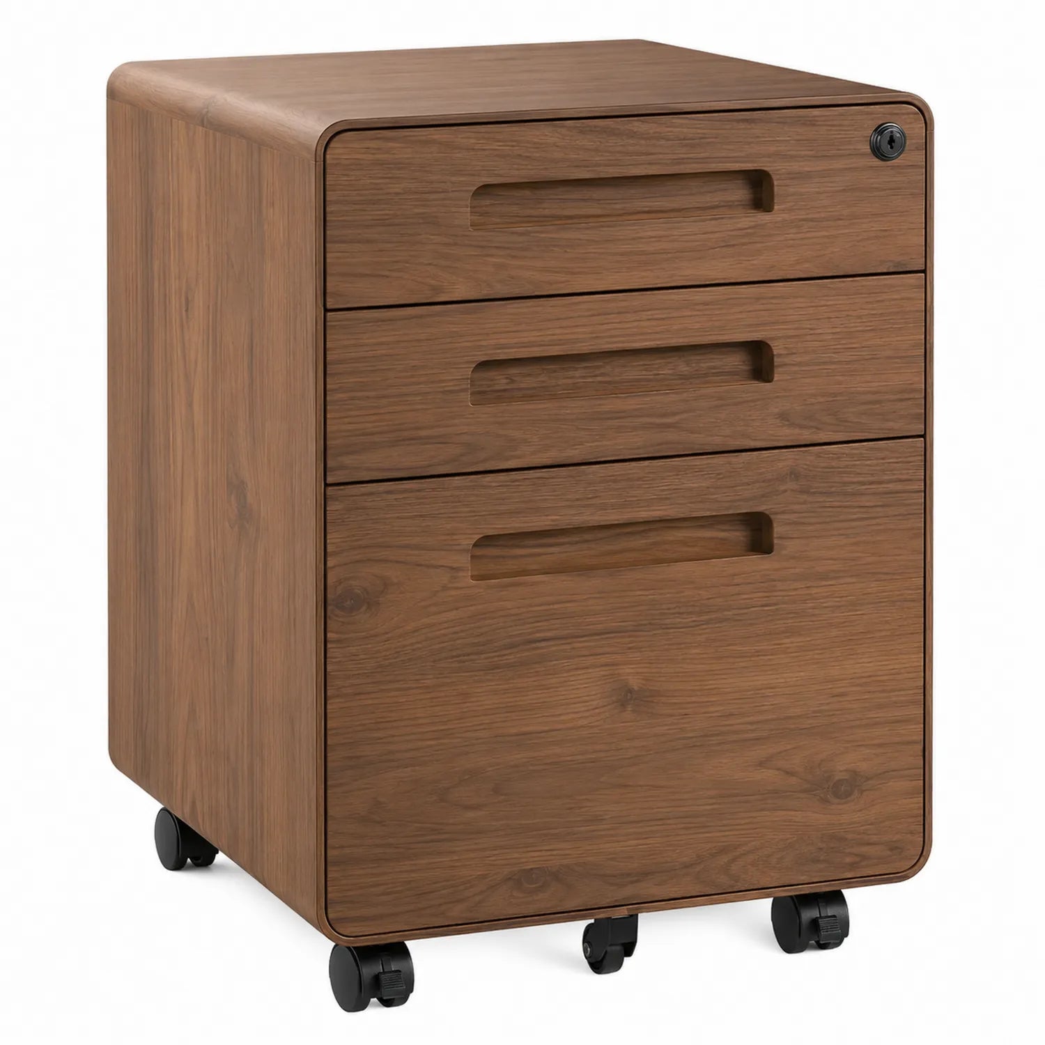 Rollcontainer Holz Braun mit 3 Schubladen