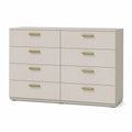 Kommode mit 8 Schubladen MDF Beige mit goldfarbenen Griffen
