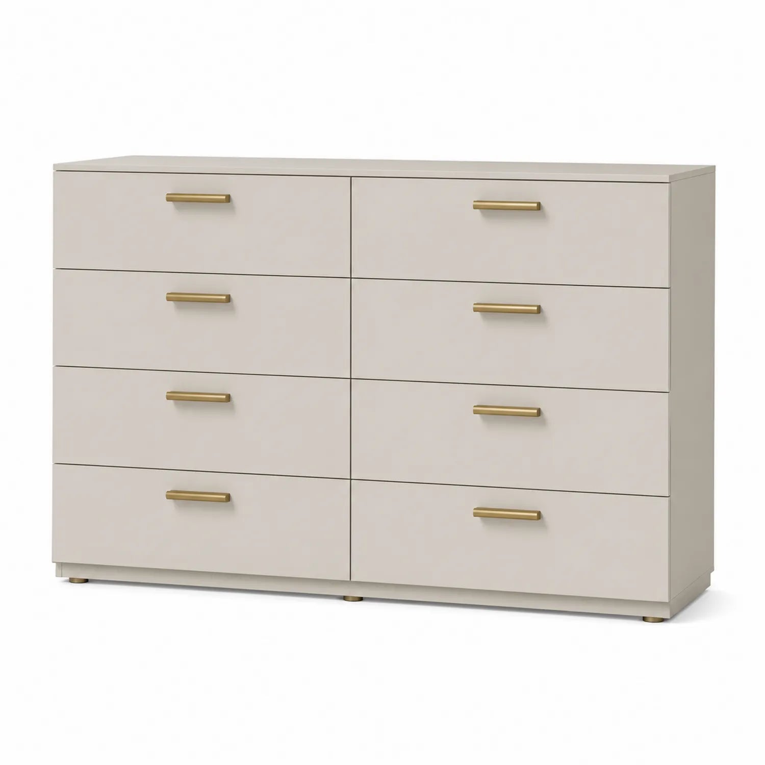 Kommode mit 8 Schubladen MDF Beige mit goldfarbenen Griffen