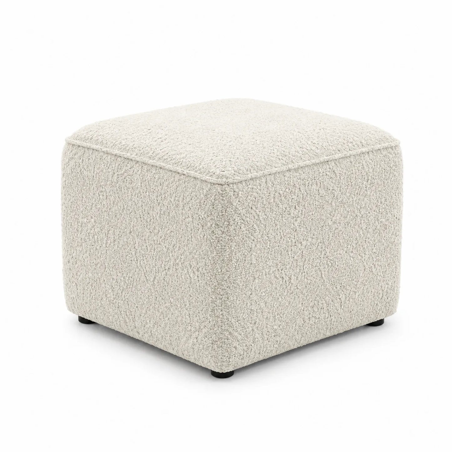 Quadratischer Hocker aus Bouclé-Stoff Beige