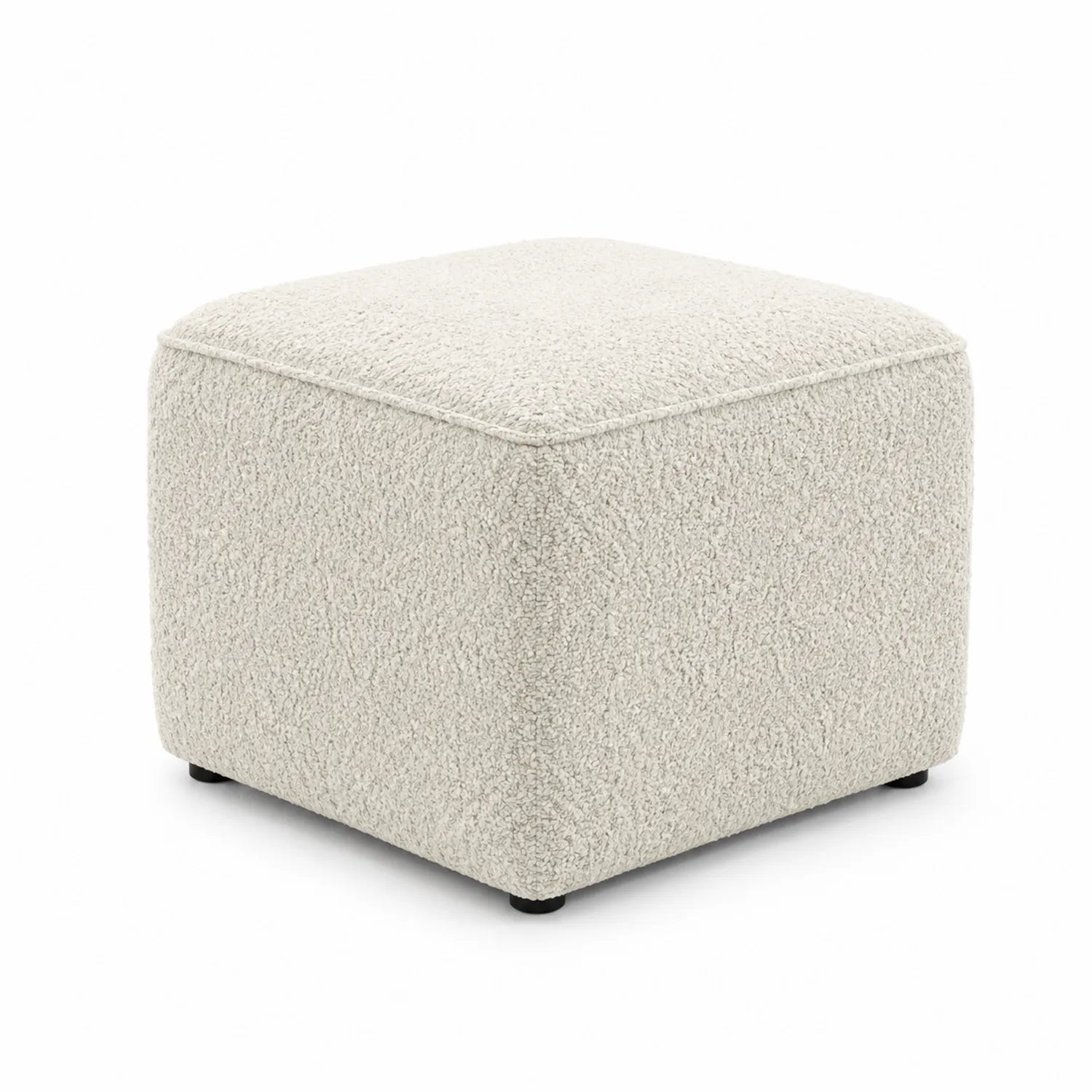 Quadratischer Hocker aus Bouclé-Stoff Beige