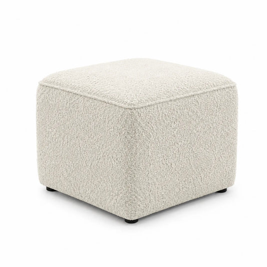 Quadratischer Hocker aus Bouclé-Stoff Beige