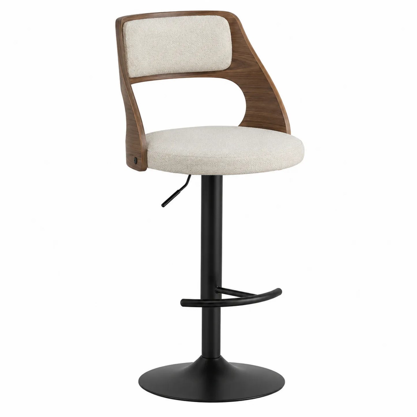 Höhenverstellbarer Barhocker aus Holz und Metall, Beige
