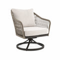 Drehbarer Gartenstuhl aus Polyrattan Seil Beige