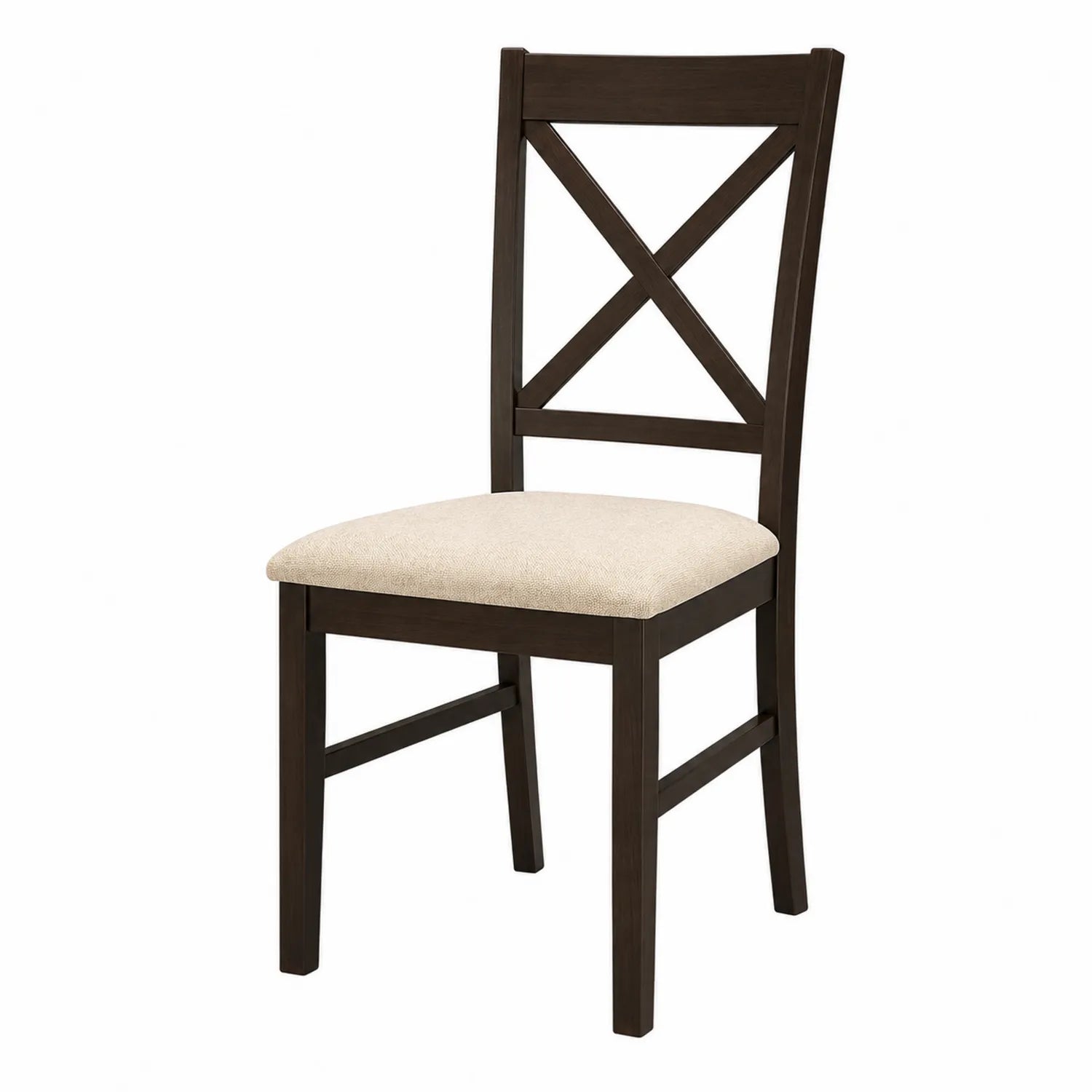 Esszimmerstuhl Holz Dunkelbraun mit Polyester Beige 45x50x85 cm