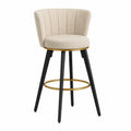 Barhocker Metall Stoff Beige