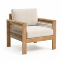 Outdoor Sessel aus Teak und Acrylseil Beige