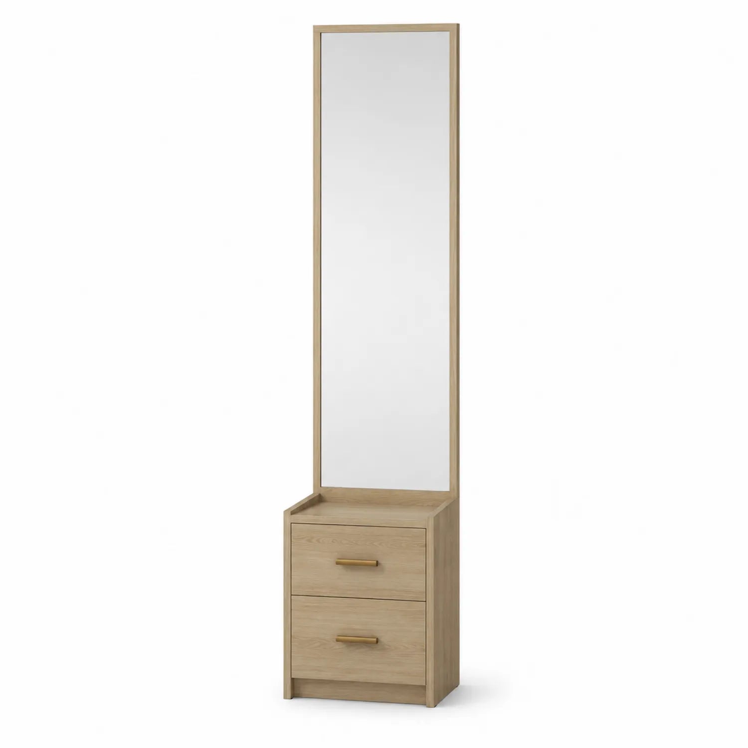 Standspiegel mit Schubladen aus Eichenholz Natur 180 cm