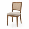 Esszimmerstuhl Holz Rattan Leinen Beige 85cm